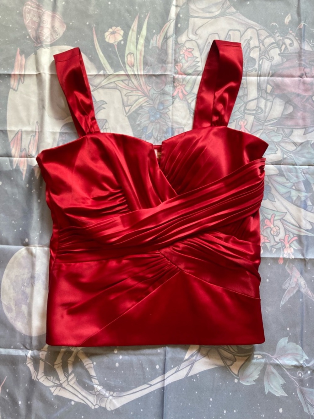 Calvin Klein Red Satin Draped Camisole